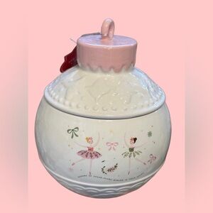 Pink Ballerina Village Christmas Ornament Canister
